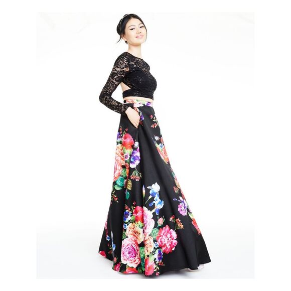 NWT B DARLIN Womens Black Long Sleeve Top 5\6 - Picture 3 of 4